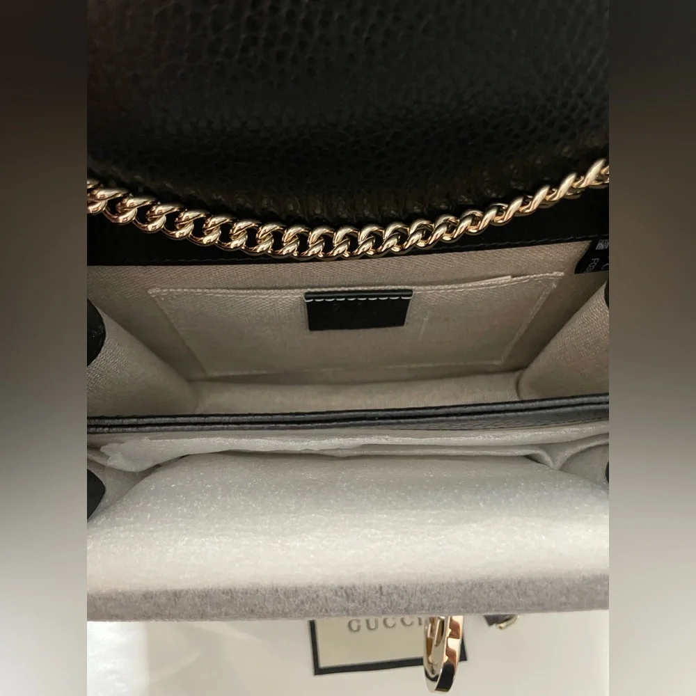 GUCCI Dollar Calfskin Black Interlocking Chain Handbag